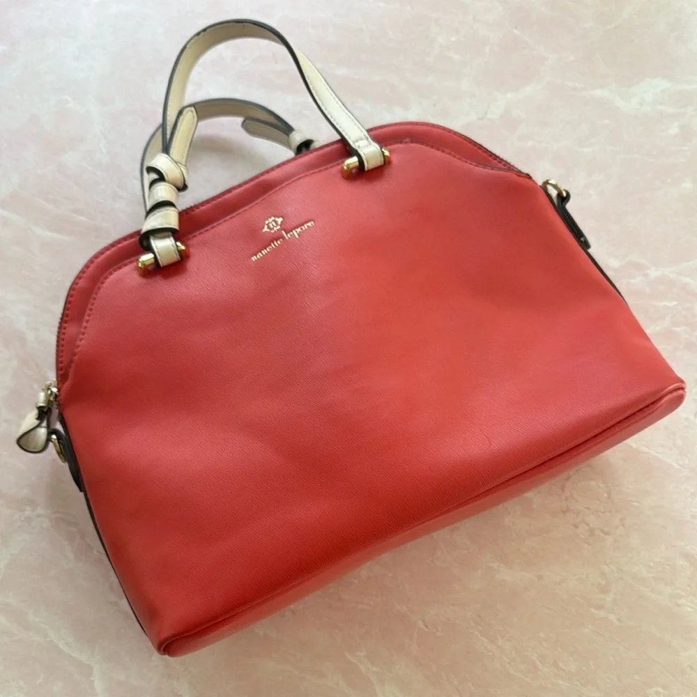 Nanette Lepore Orange and Ivory Satchel Bag